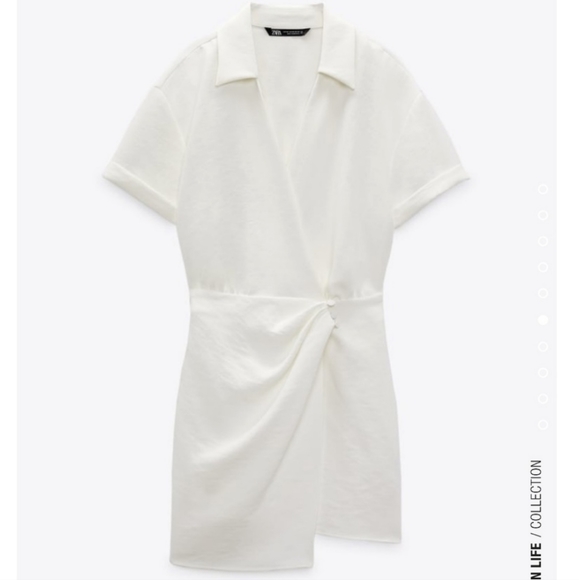 NWT Zara Faux Wrap Front White Dress - Picture 7 of 8